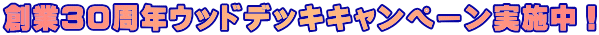 創業30周年ウッドデッキキャンペーン実施中!